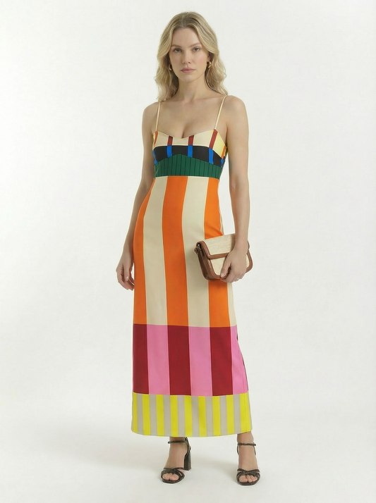 Striped Knit Summer Maxi Dress