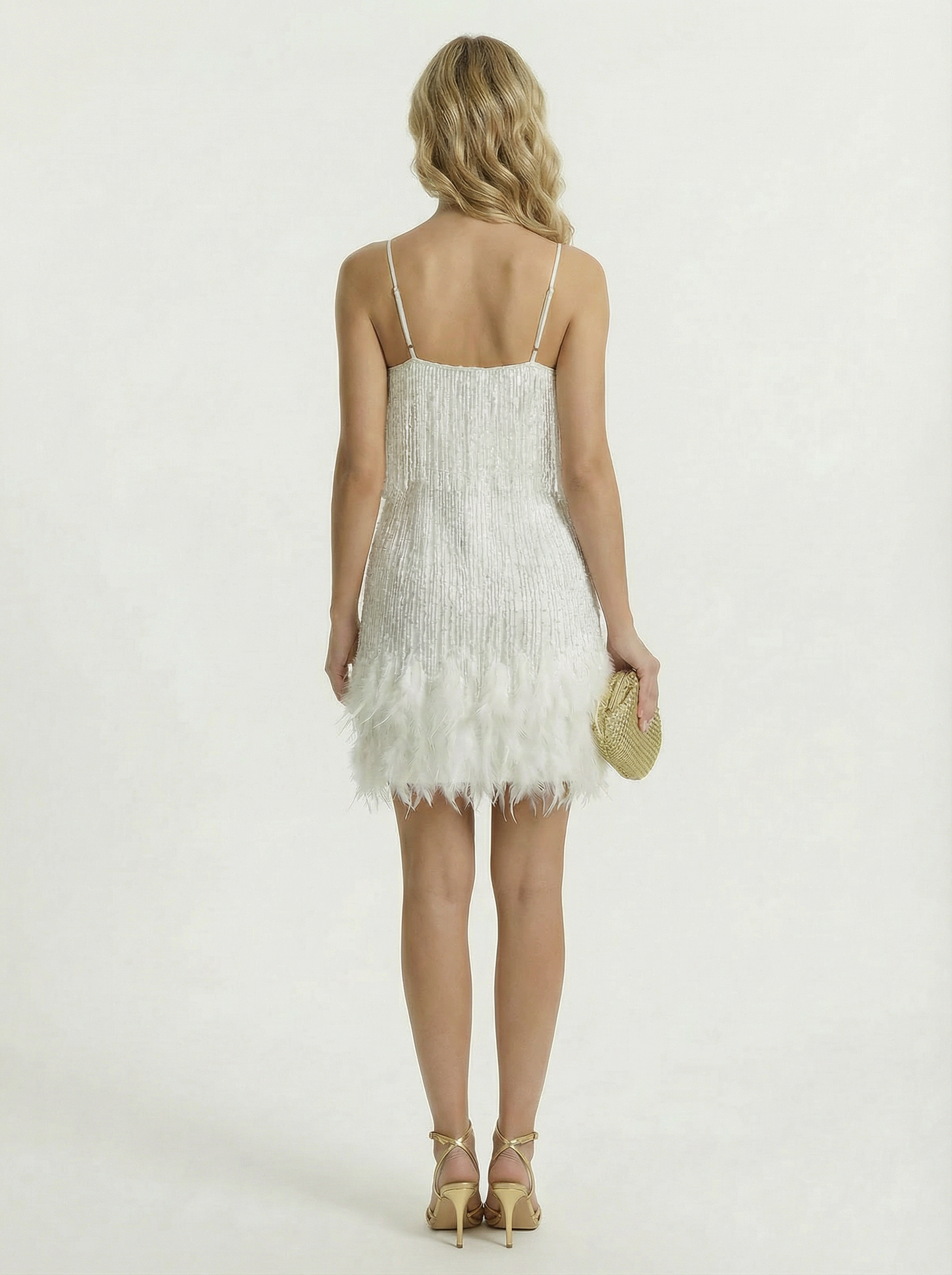 Modern Feather Detail Party Mini Dress