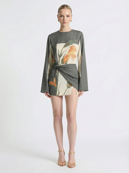 Floral Twist Cocktail Mini Dress