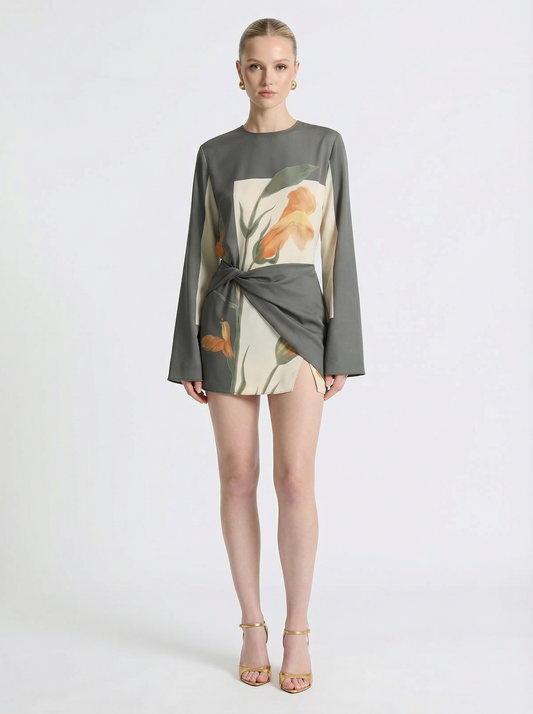 Floral Twist Cocktail Mini Dress