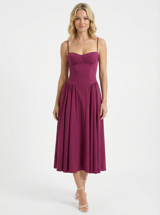 Odette Corset Cocktail Midi Dress